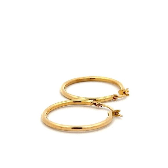 18K Gold Earrings Hoops Polished 1.48 grams - Picture 5 of 9